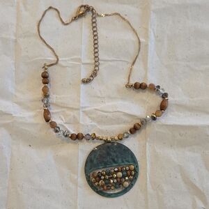 Cultrue Vulture Elegant Beaded Necklace with Blue and Brown Pendant
